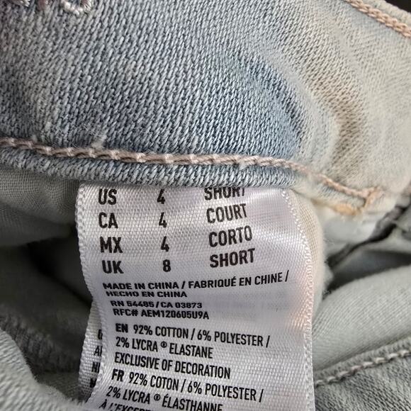 NEW American Eagle AEO Denim Distressed Skinny Jeans Light Wash Size 4 Short - Picture 10 of 16